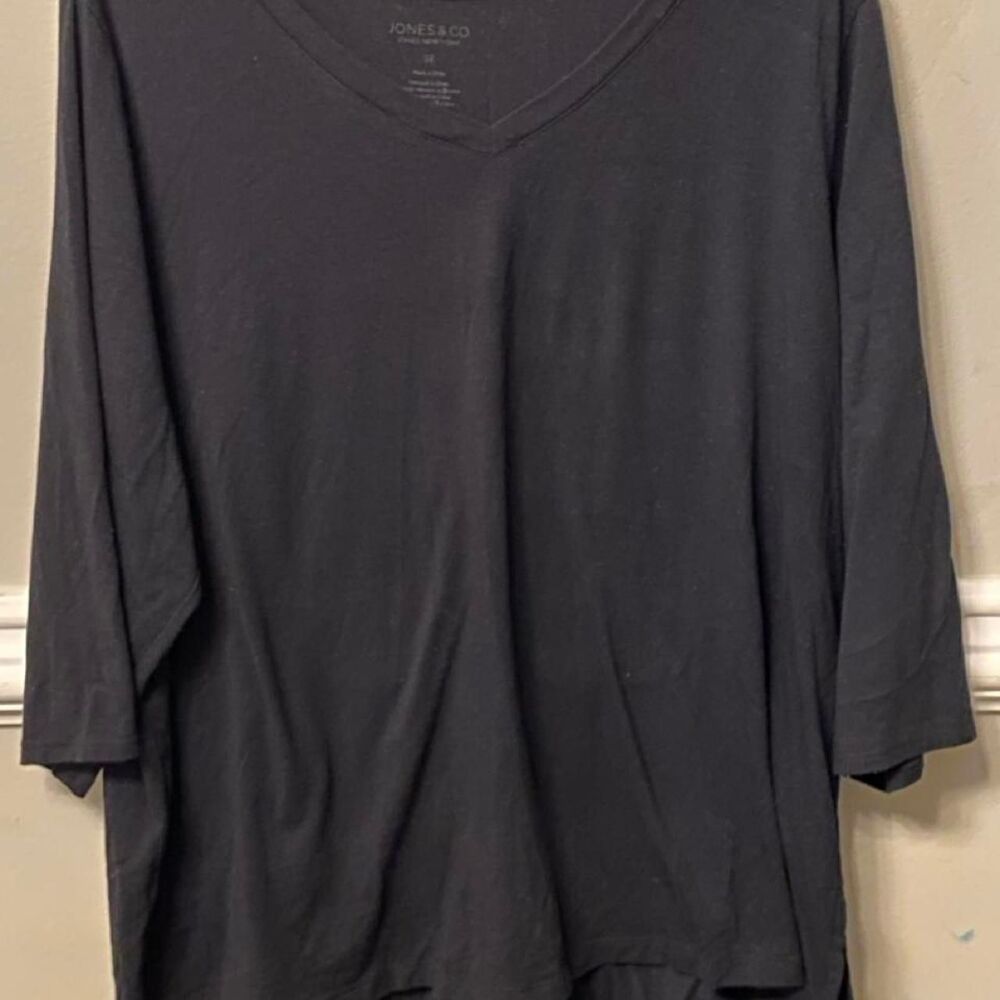 Jones-new-york Women's Navy and Grey Blouse